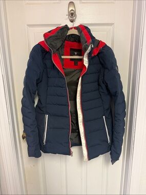 Women's Navy and Red Ski Jacket - Insulated Snow Coat